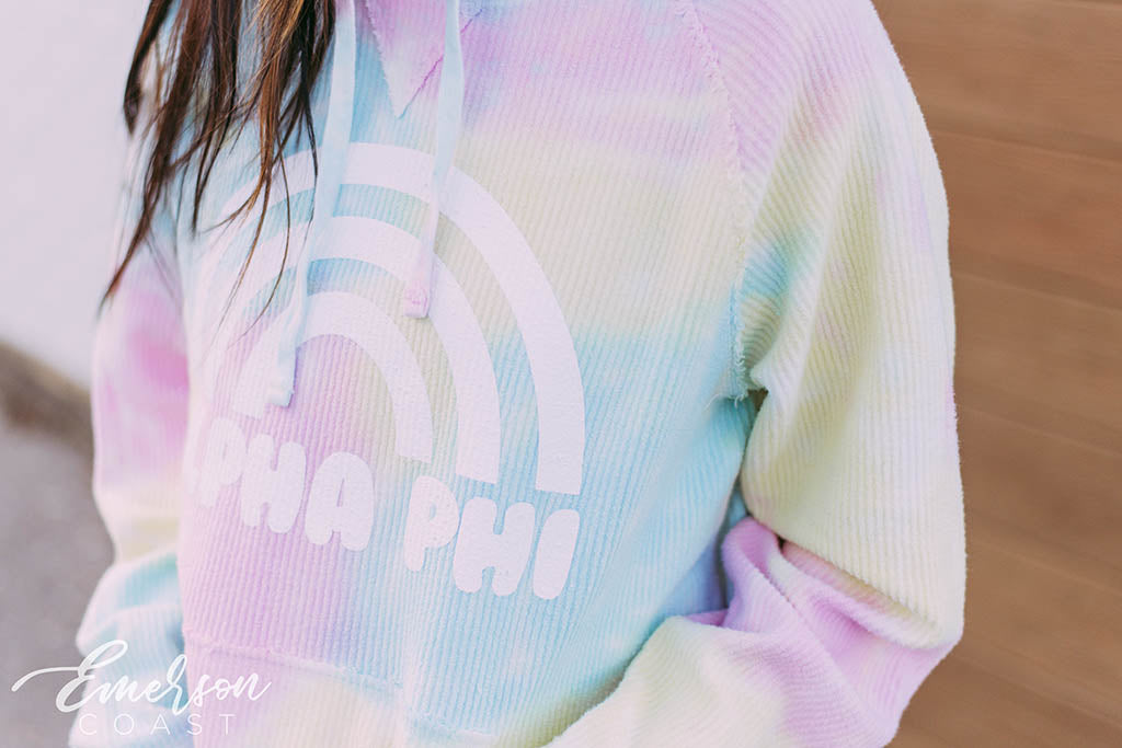 Alpha Phi Spring Tie Dye Corded Hoodie