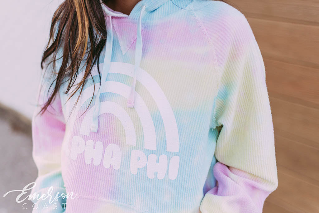 Alpha Phi Spring Tie Dye Corded Hoodie