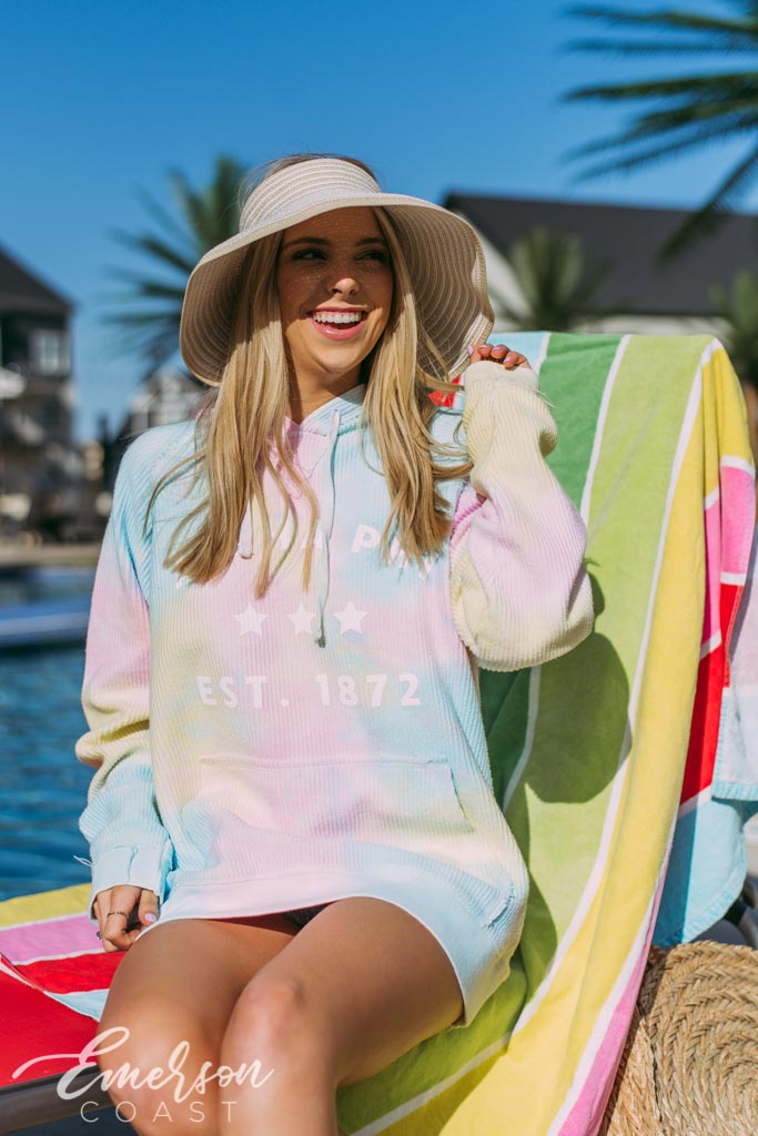 Alpha Phi Star Tie Dye Corduroy Hoodie