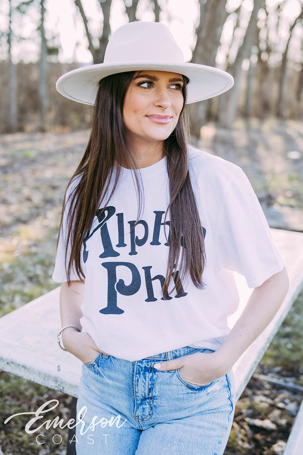 Alpha Phi Simple B&W Tee