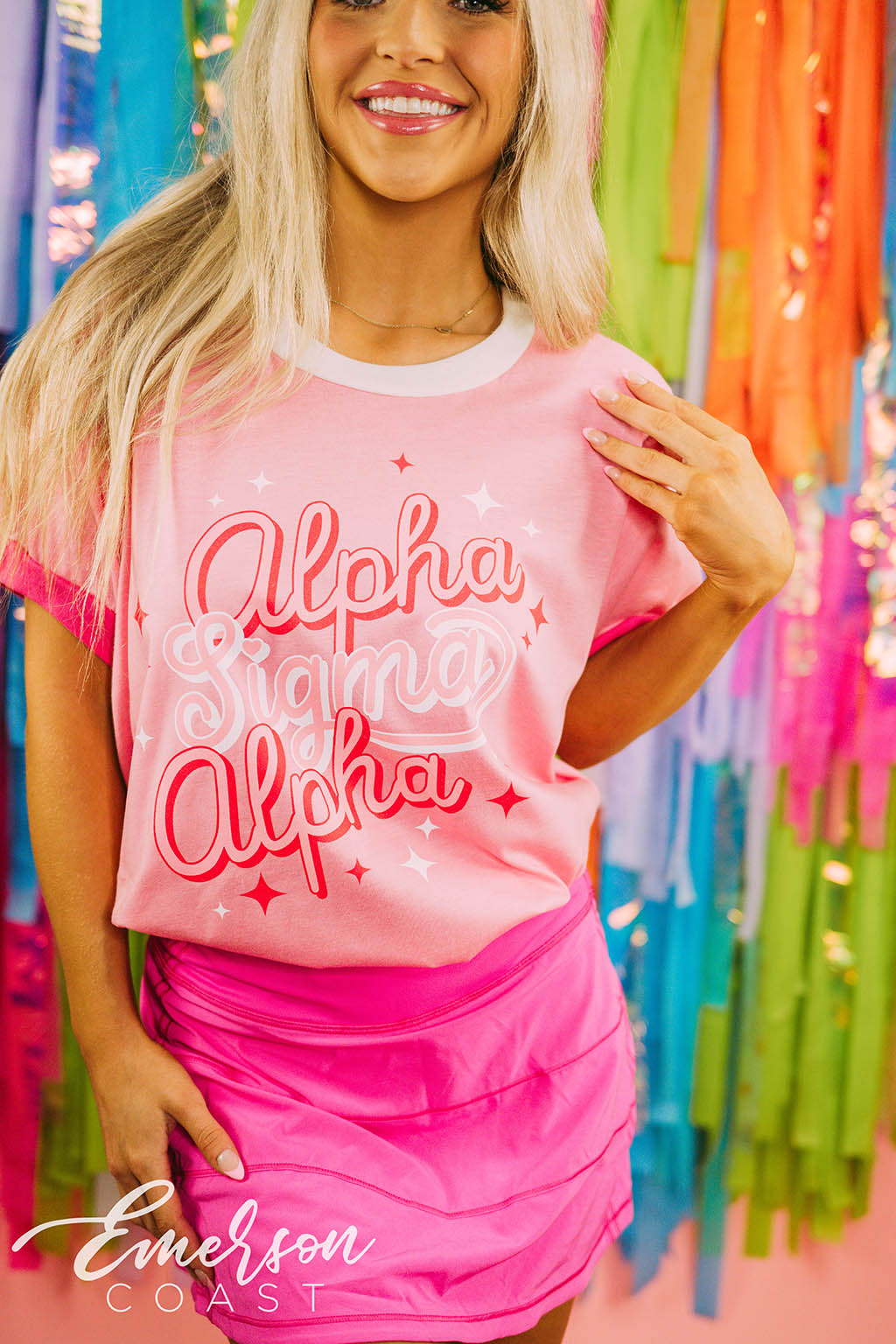 Alpha Sigma Alpha Recruitment Sparkle Pink Ringer