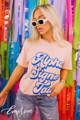Alpha Sigma Tau PR Retro Peach Slub Tee