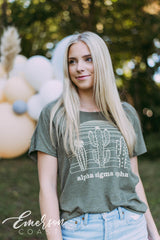 Alpha Sigma Alpha Cactus Olive Tee