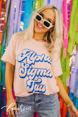 Alpha Sigma Tau PR Retro Peach Slub Tee