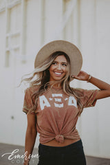 Alpha Xi Delta Brown Acid Wash Tshirt
