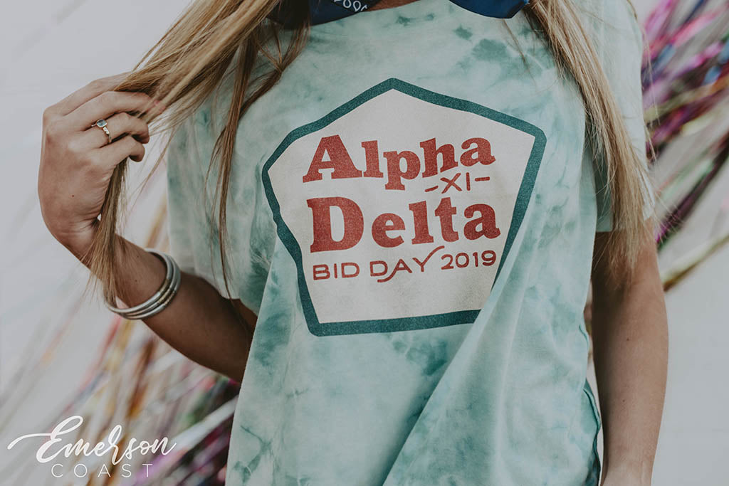 Alpha Xi Delta Tie Dye Bid Day Tshirt