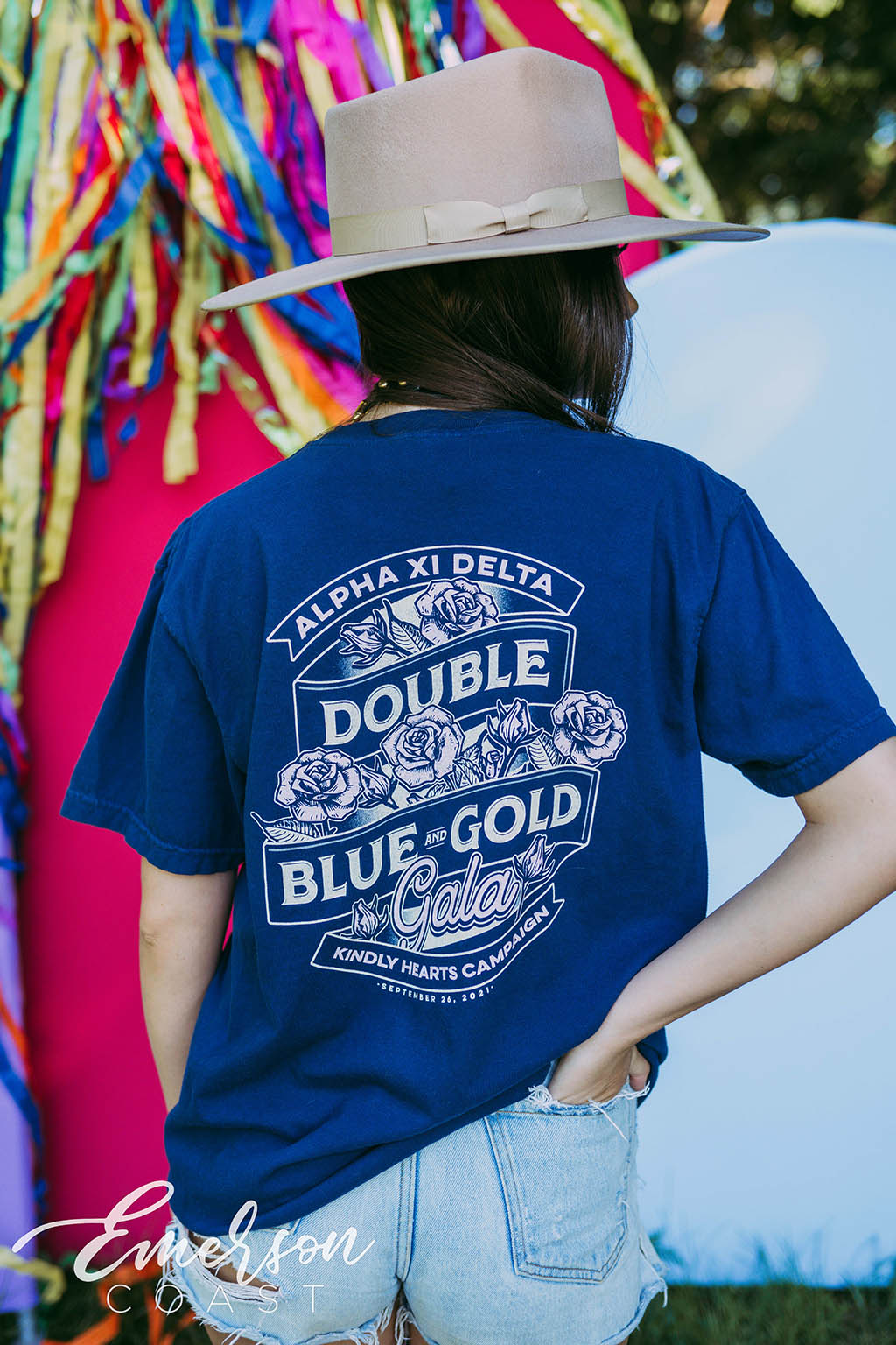 Alpha Xi Delta Double Blue And Gold Gala Tee