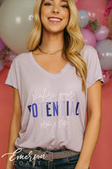 Alpha Xi Delta Realize Your Potential Lavender Vneck Tee