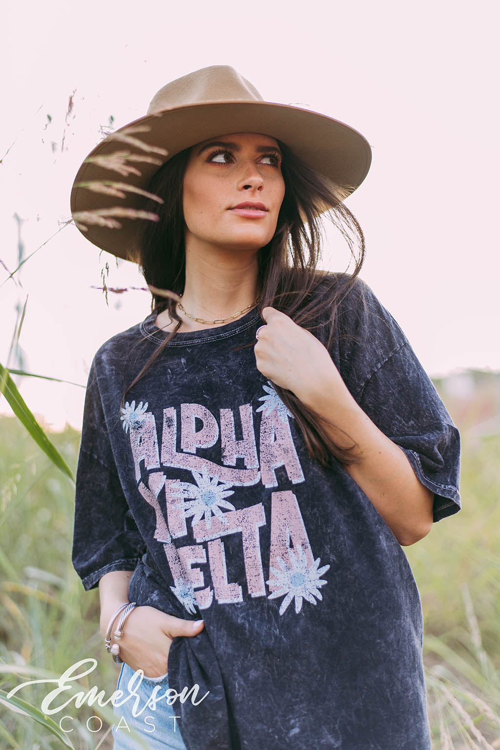 Alpha Xi Delta Floral Mineral Wash Tee