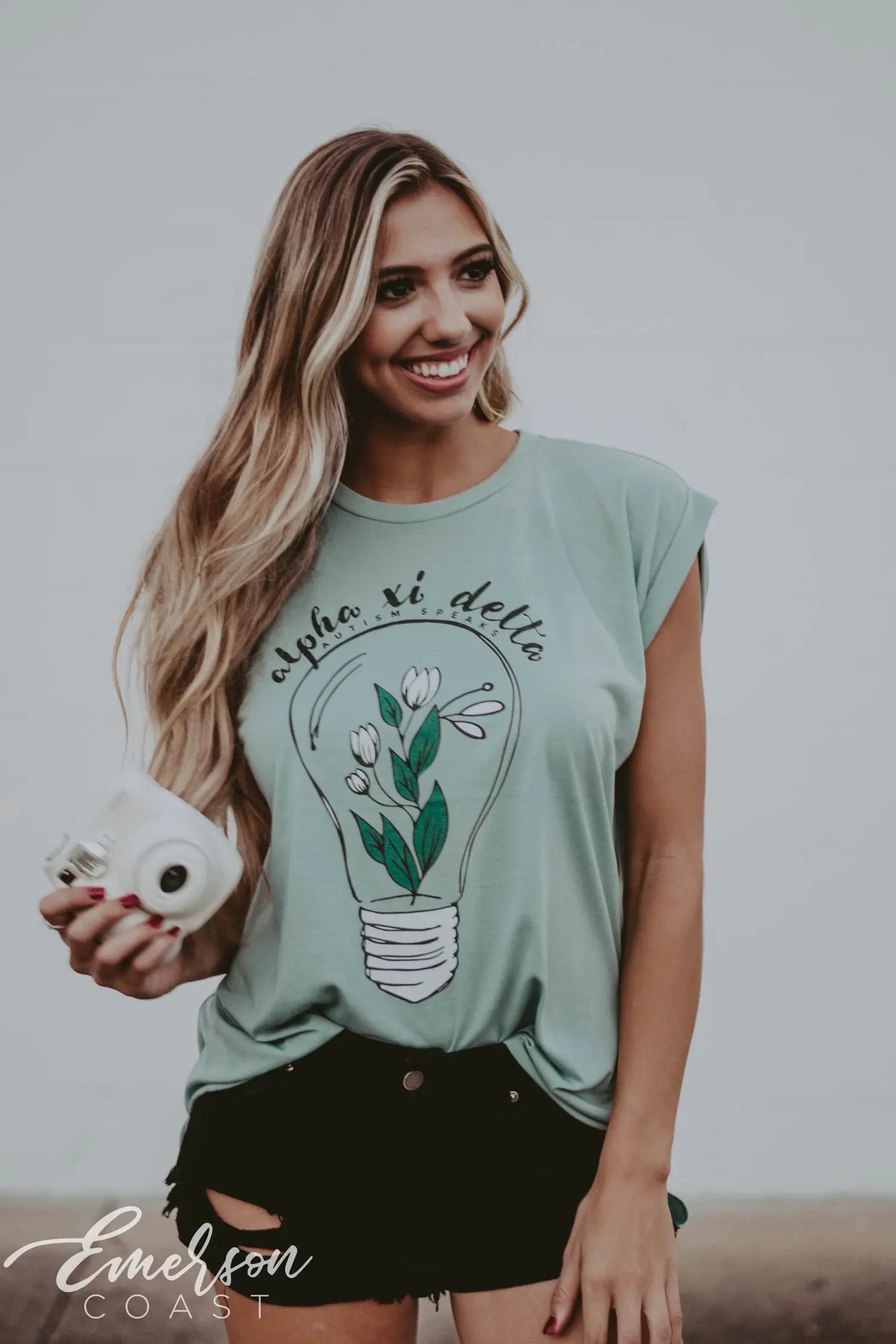 Alpha Xi Delta Autism Speaks Rolled Cuff Tee