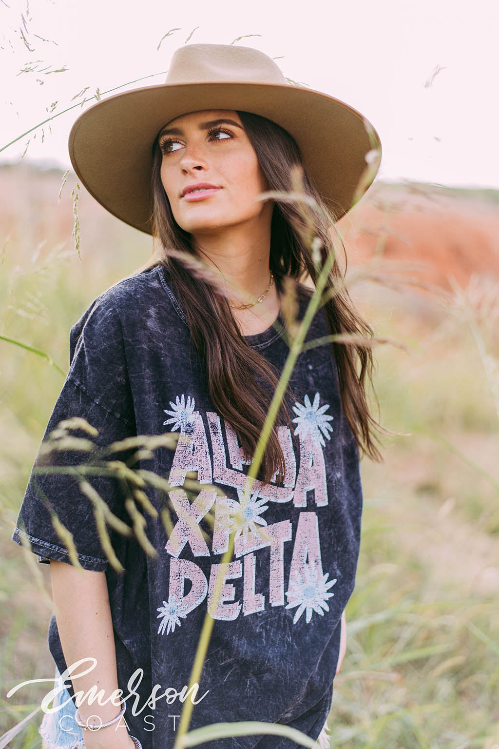 Alpha Xi Delta Floral Mineral Wash Tee