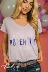 Alpha Xi Delta Realize Your Potential Lavender Vneck Tee