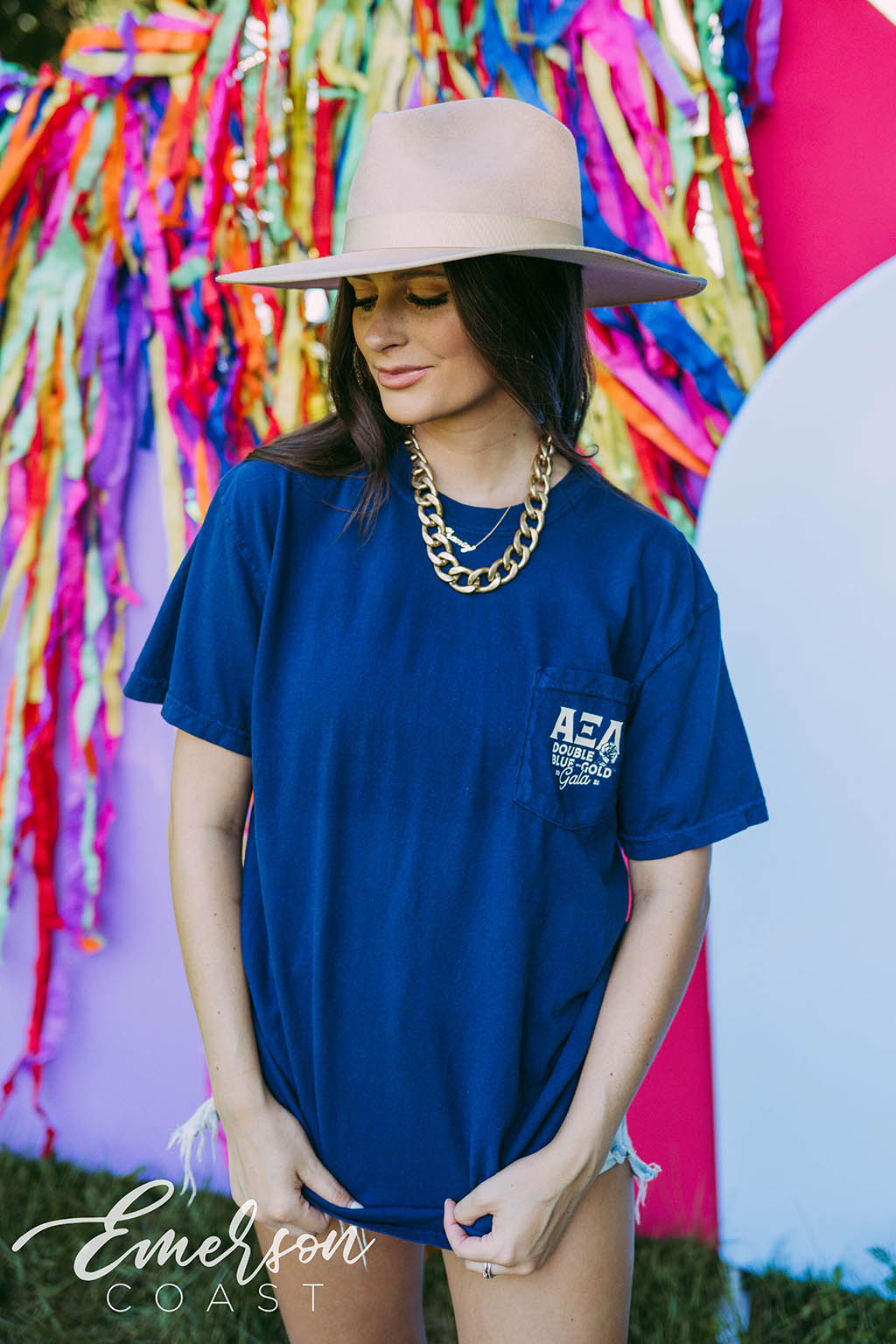 Alpha Xi Delta Double Blue And Gold Gala Tee