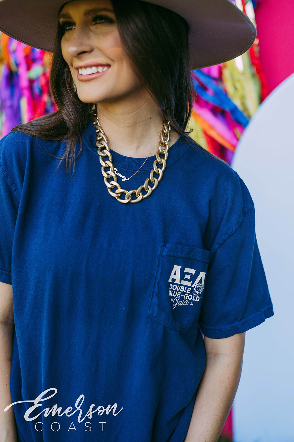 Alpha Xi Delta Double Blue And Gold Gala Tee
