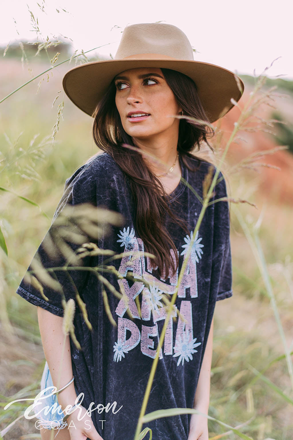 Alpha Xi Delta Floral Mineral Wash Tee