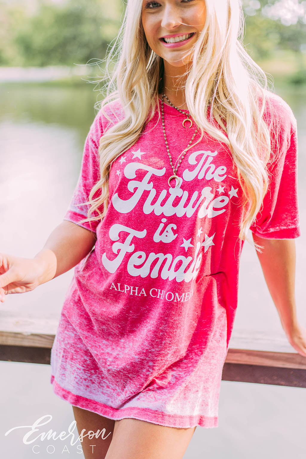 Alpha Chi The Future Is Female Acid Wash Tee