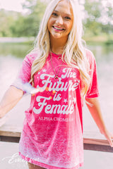 Alpha Chi The Future Is Female Acid Wash Tee