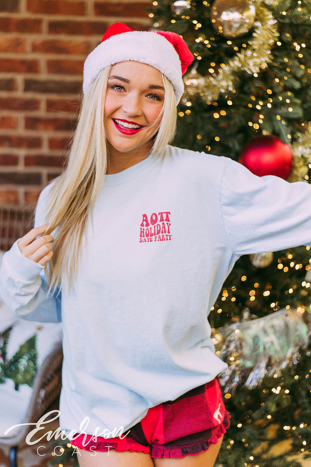 Alpha O Holiday Date Party Long Sleeve Tee