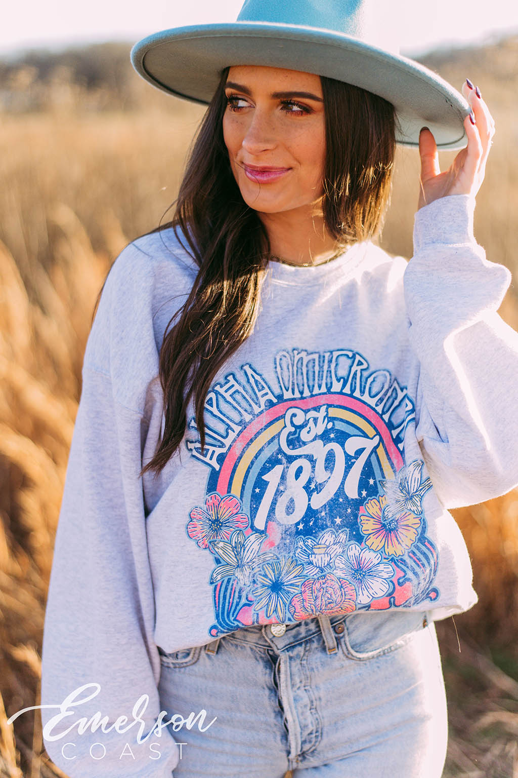 Alpha Omicron Pi Retro Floral Sweatshirt