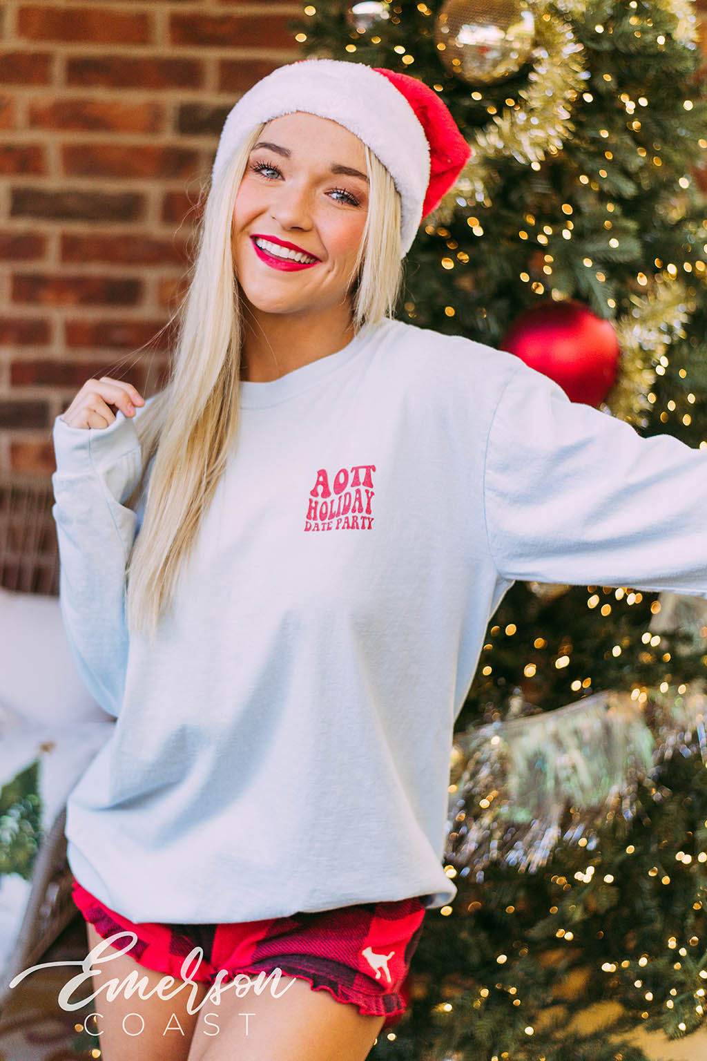 Alpha O Holiday Date Party Long Sleeve Tee
