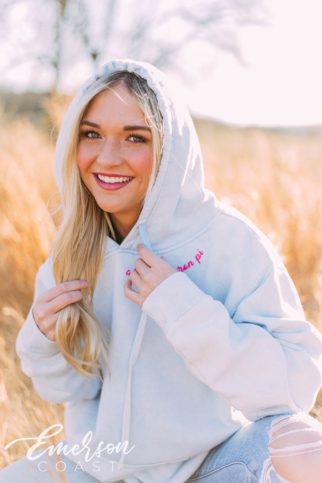 Alpha Love And Mine Blue Mineral Wash Hoodie