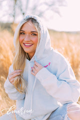 Alpha Love And Mine Blue Mineral Wash Hoodie