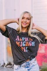 Alpha Omicron Pi Black Acid Wash Tee
