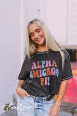 Alpha Omicron Pi Black Acid Wash Tee