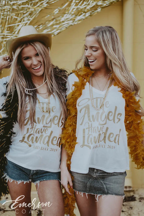 Alpha Omicron Pi Angels Bid Day V-Neck Tee