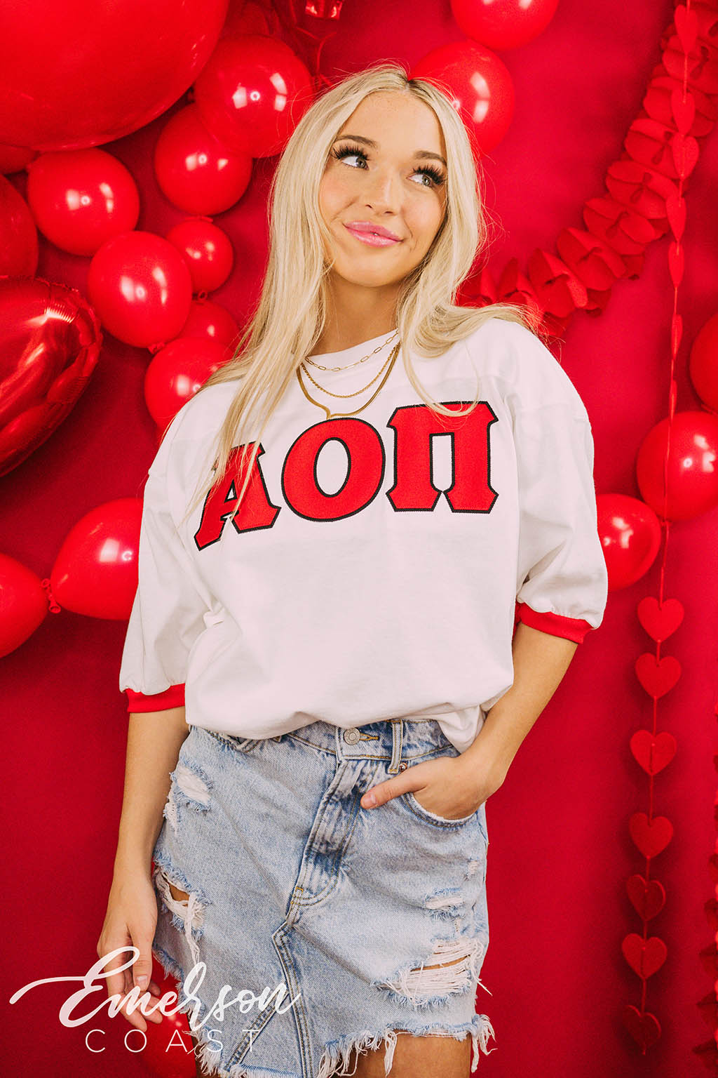 Alpha Omicron Pi Bid Day Stitched Letter Jersey