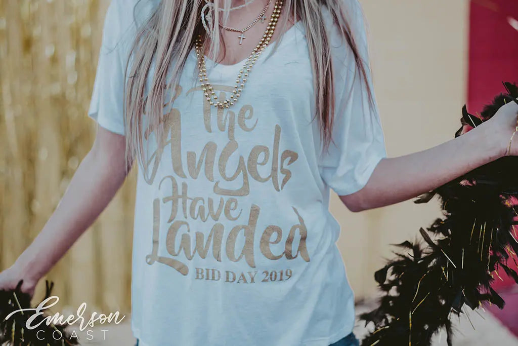 Alpha Omicron Pi Angels Bid Day V-Neck Tee