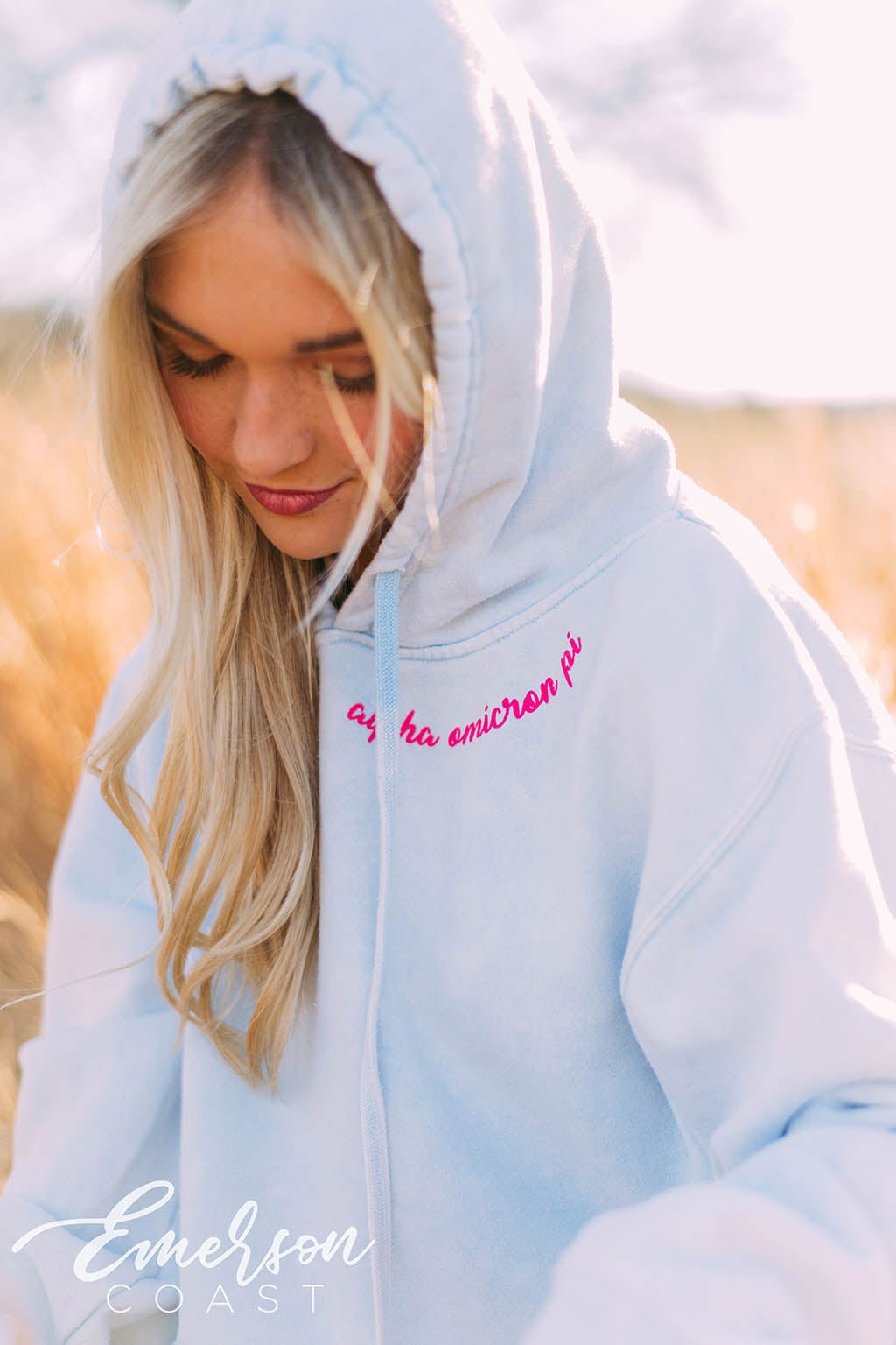 Alpha Love And Mine Blue Mineral Wash Hoodie