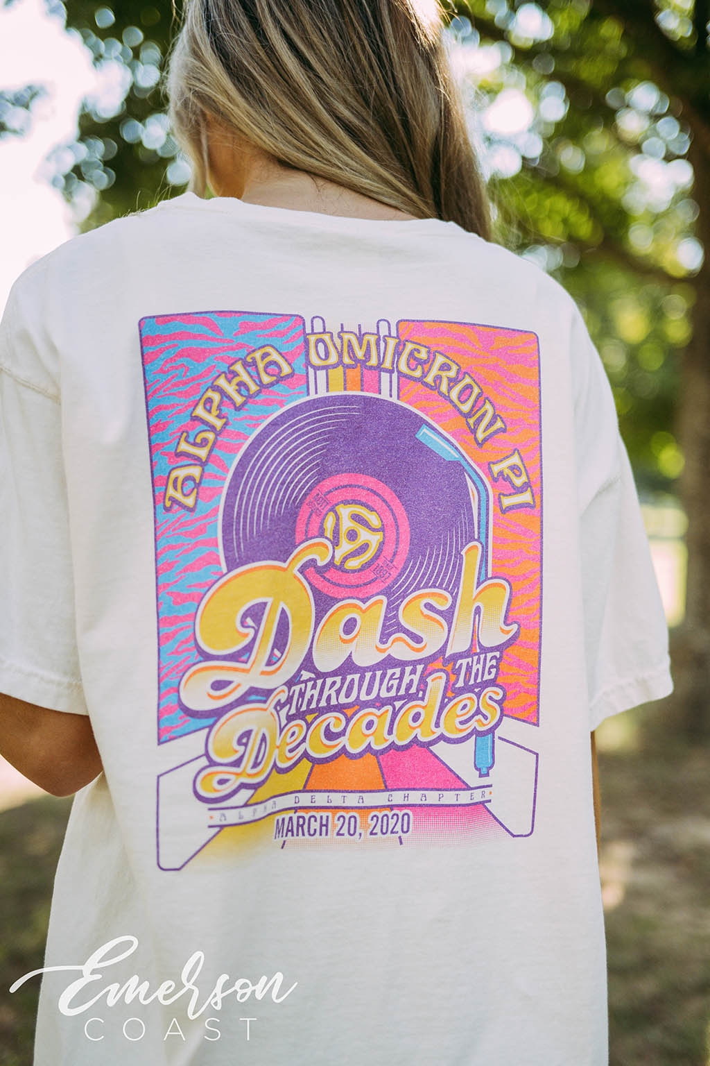 Alpha Omicron Pi Social Dash Through The Decades Tee