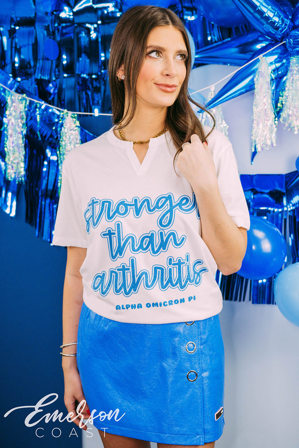 Alpha Omicron Pi Philanthropy Stronger Than Arthritis Script Notch Tee