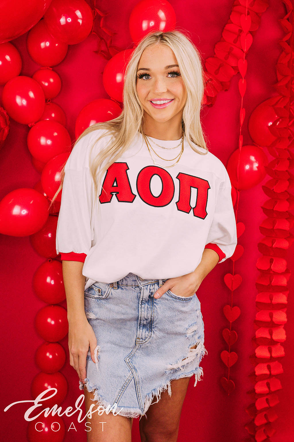 Alpha Omicron Pi Bid Day Stitched Letter Jersey
