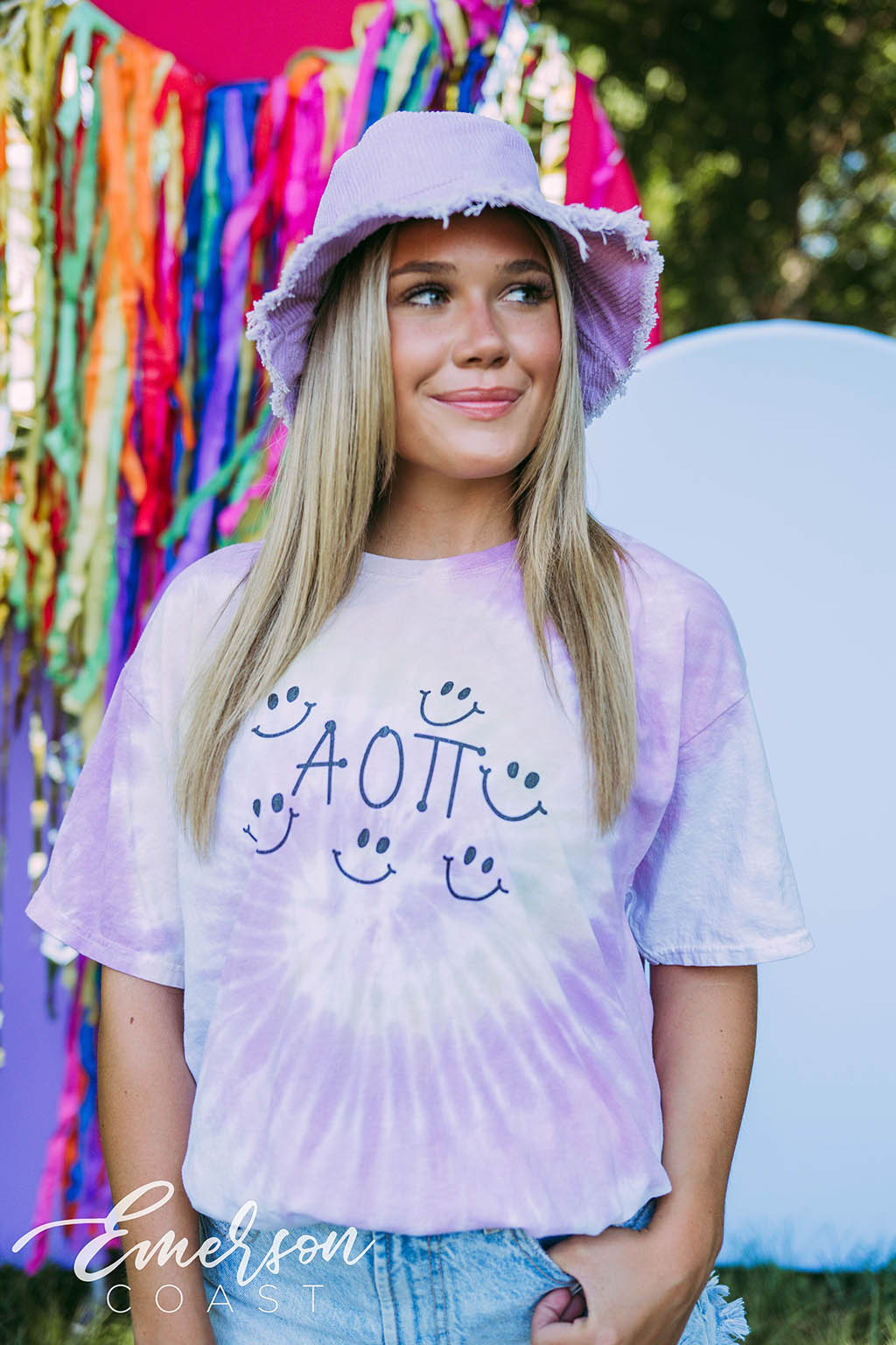 Alpha Omicron Pi PR Smiley Face Tie Dye Tee