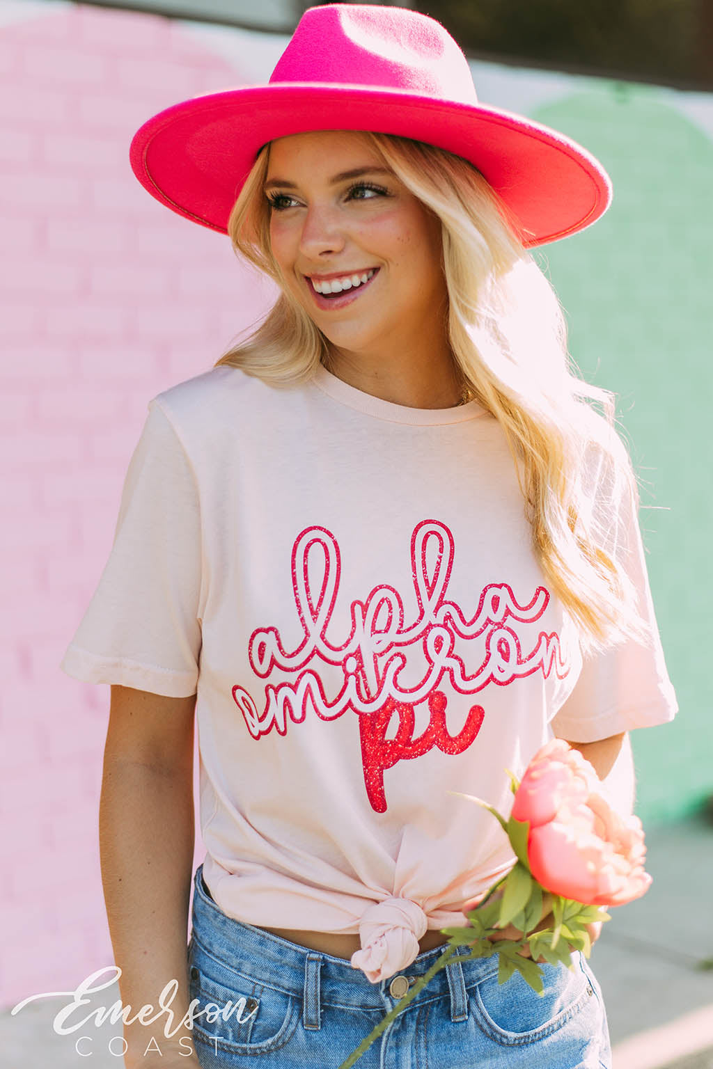 Alpha Omicron Pi Pink PR Tee