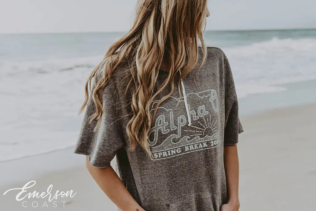 Alpha Omicron Pi Spring Break Short Sleeve Hoodie