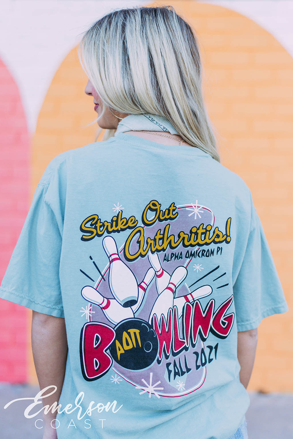 Alpha Omicron Pi Strike Out Arthritis Bowling Tee