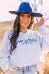 Alpha Omicron Pi Simple Ash Gray Crewneck
