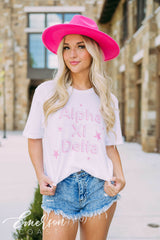 Alpha Xi Delta PR Pink Stars Tee