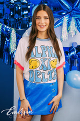 Alpha Xi Delta PR Smiley Face Colorblock Ringer Tee