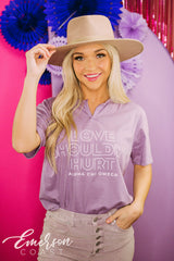 Alpha Chi Omega Philanthropy Love Shouldn't Hurt Notch Tee
