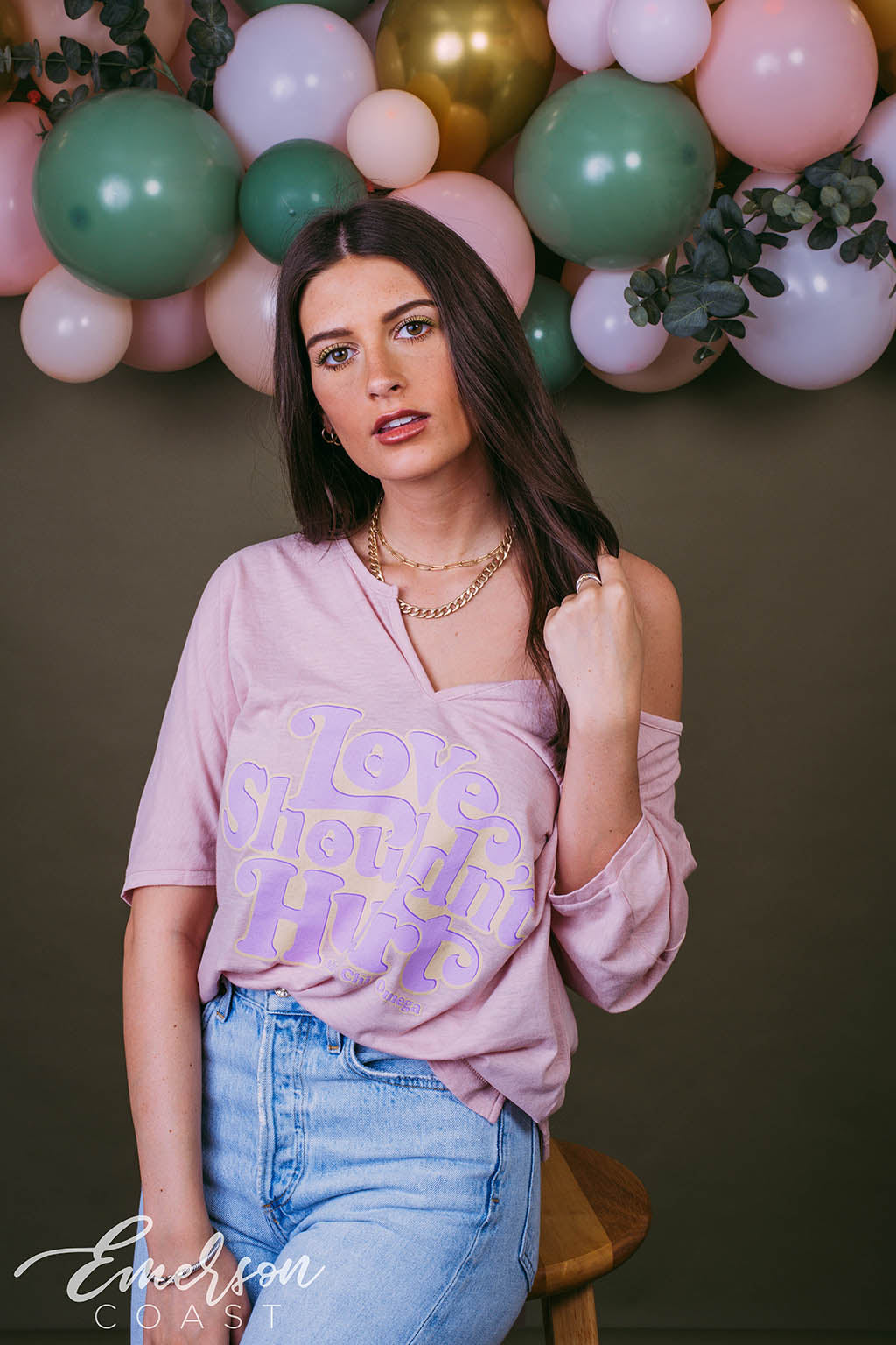 AXO Pink Philanthropy Slouchy Notch Tee