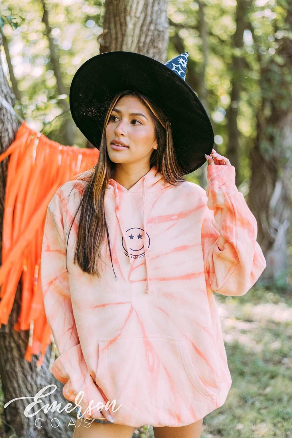 Alpha Chi Smiley Orange Hoodie