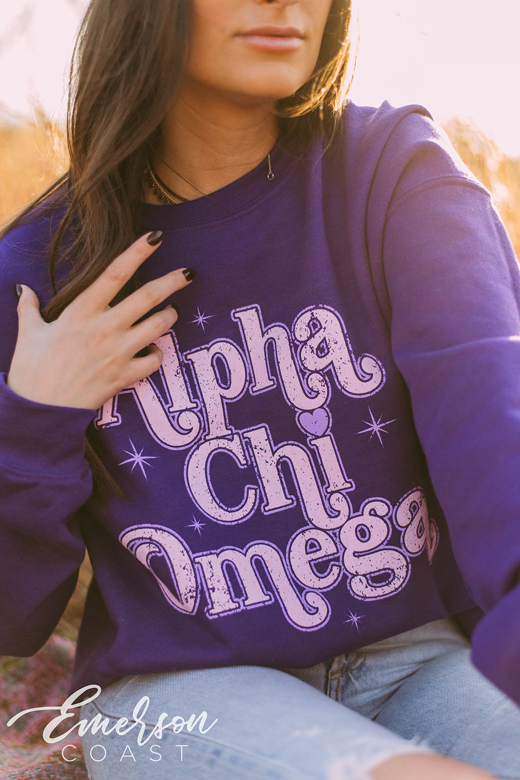 Alpha Chi Omega Purple Pr Crewneck