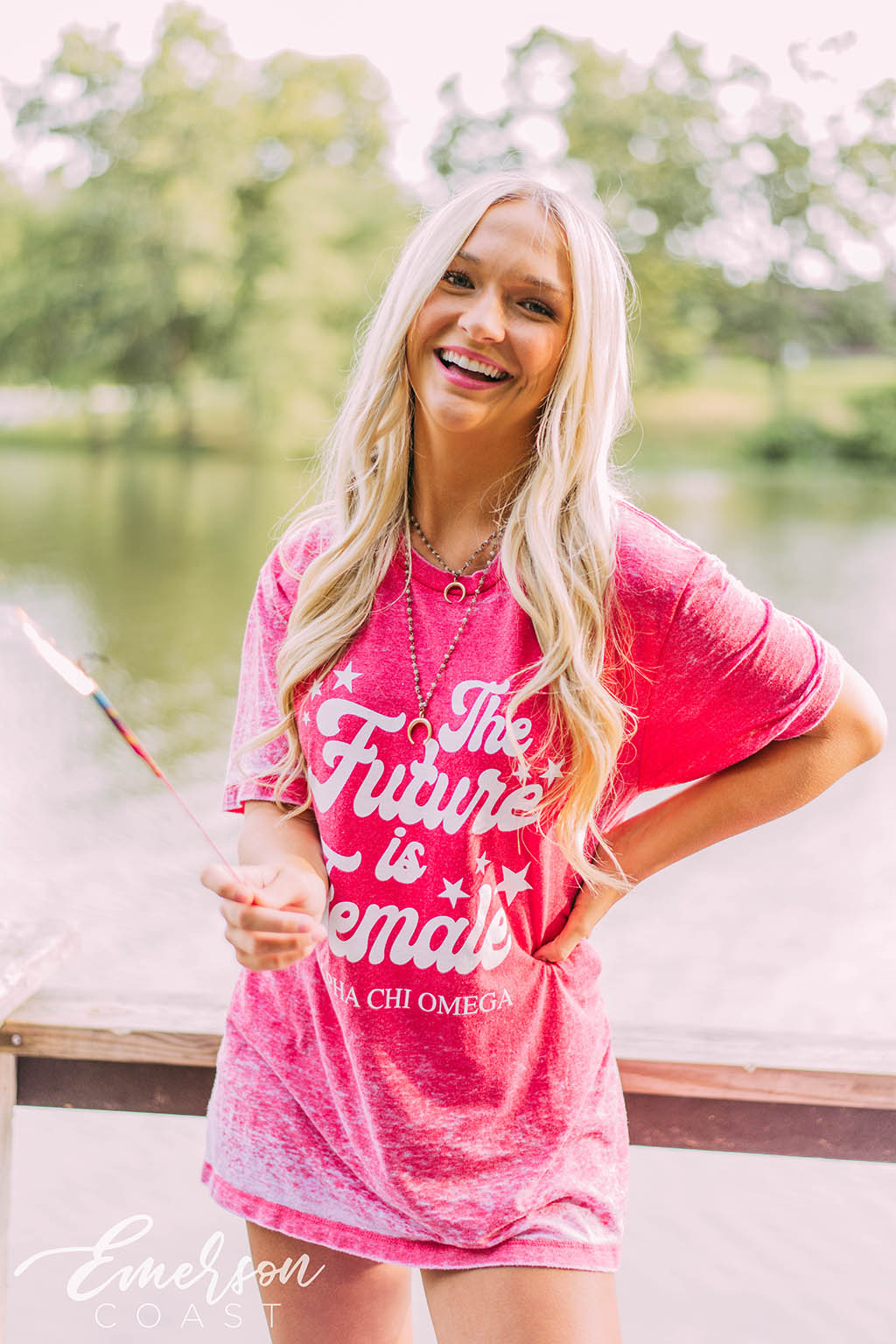 Alpha Chi The Future Is Female Acid Wash Tee