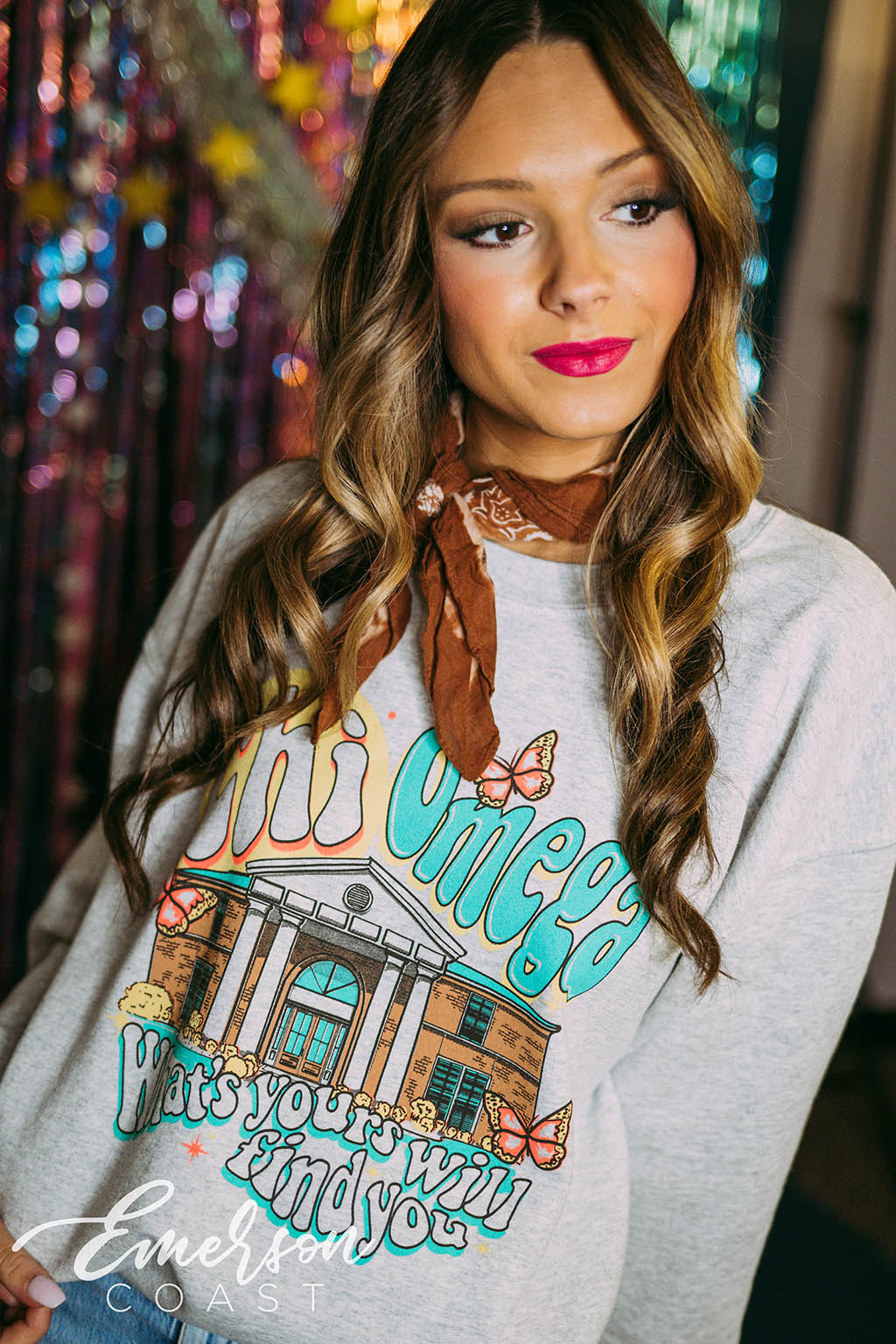 Chi Omega Whats Yours Will Find You Ash Gray Sweatshirt