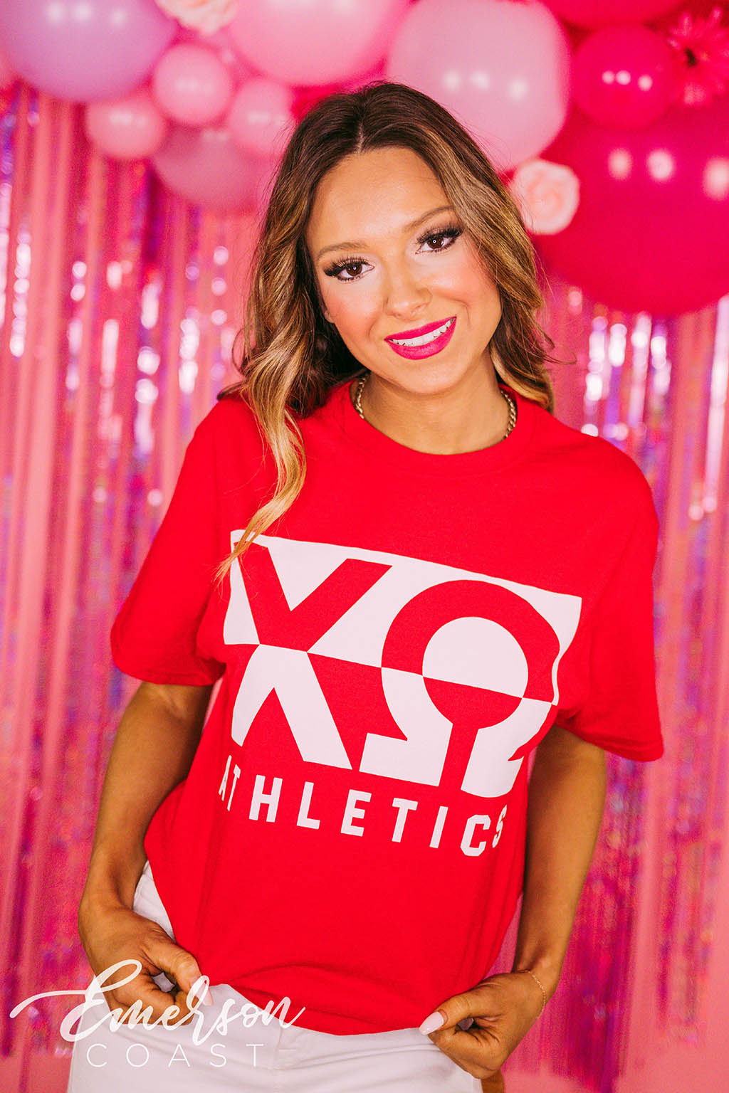 Chi O Red Athletics Tee
