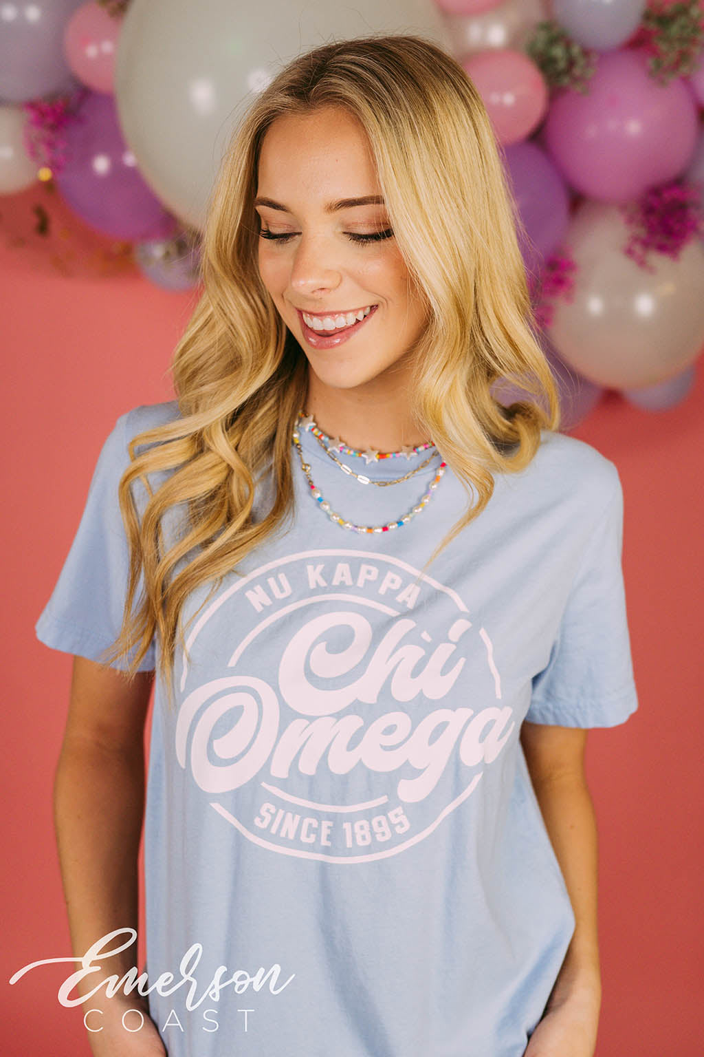 Chi Omega Light Blue Recruitment T-shirt